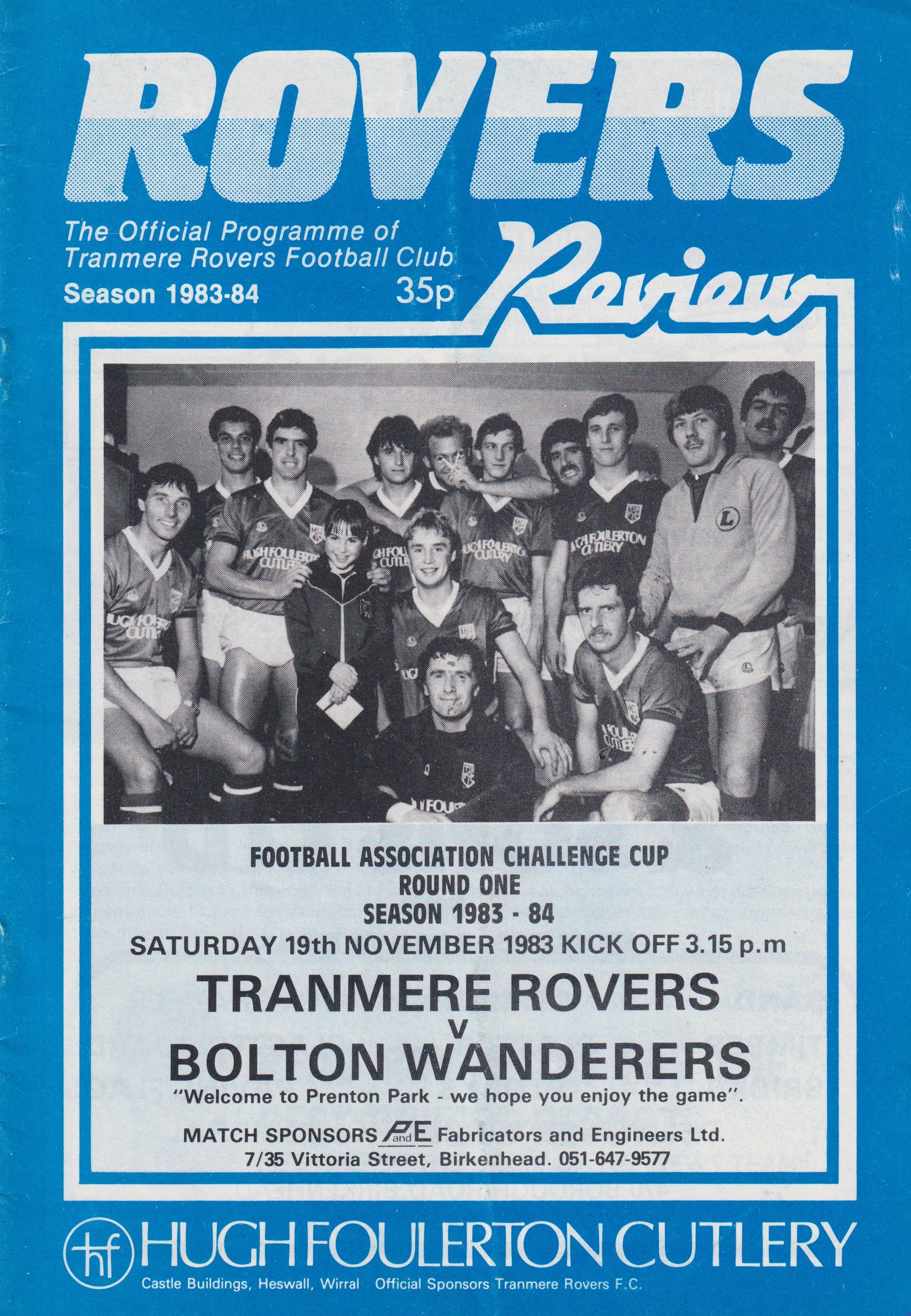 Tranmere Rovers v Bolton Wanderers match programme